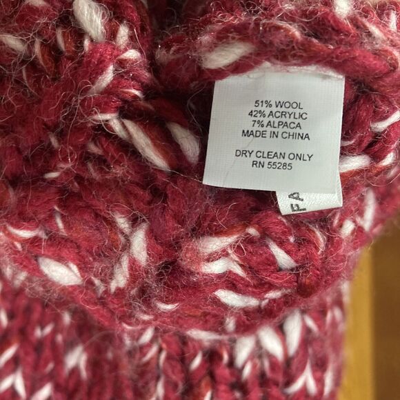 Vtg Express Y2K Sweater Womens Large Red Wool Hand Knit Chunky Snowflake Grandma - Picture 9 of 10